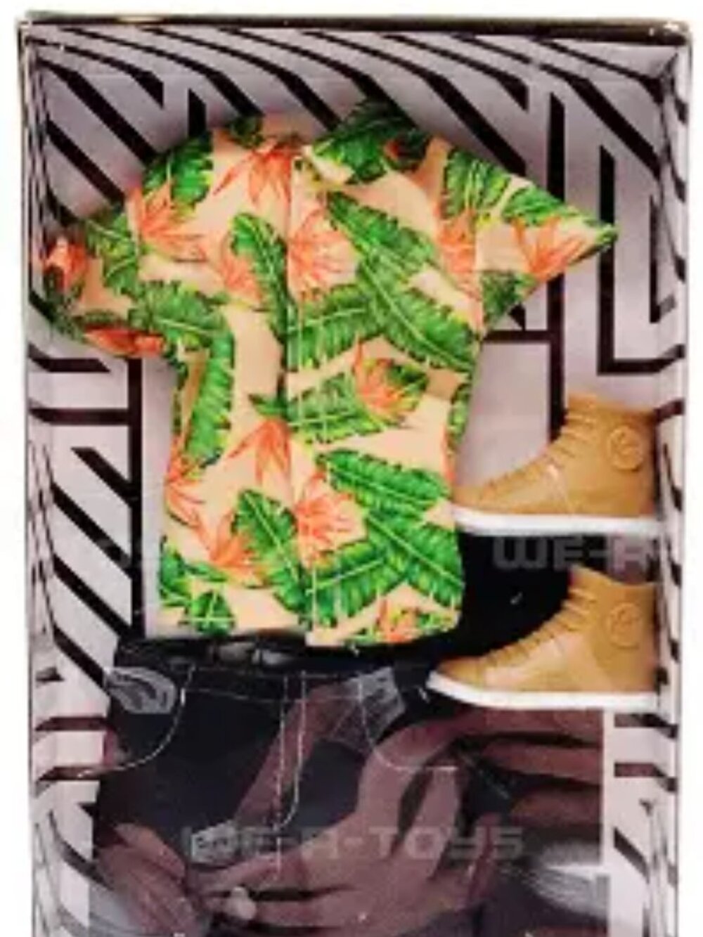 Barbie Ken Fashion Outfit Hawaiian Shirt, Gray Pants & Tan Shoes NIB Age 3+